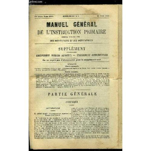 Manuel Général De L Instruction Primaire - Supplément N° 8 - M. Lou... on Productcaster.