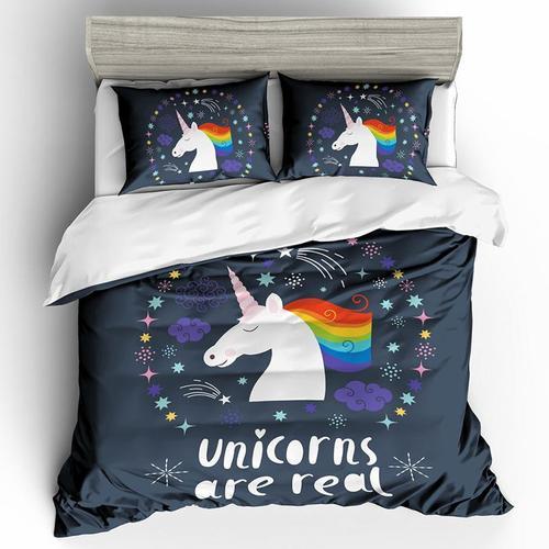 Licorne Parure De Couette Housse De Couette + Tais D'oreiller Polye... on Productcaster.