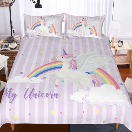 Licorne Parure De Couette 3d Imprimés Housse De Couette + Tais D'or... on Productcaster.