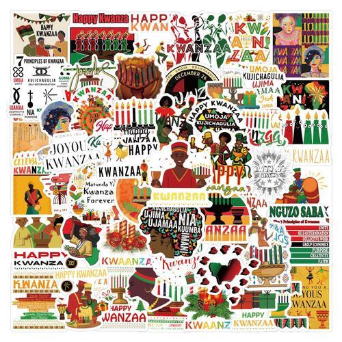 100 pièces Kwanzaa autocollants de festival Kwanzaa de dessin ani... on Productcaster.