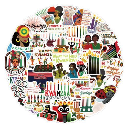 100 pièces Kwanzaa autocollants de festival Kwanzaa de dessin ani... on Productcaster.