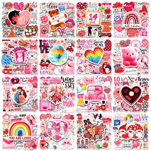 100 autocollants saint valentin amour créatif rose vinyle mariage s... on Productcaster.