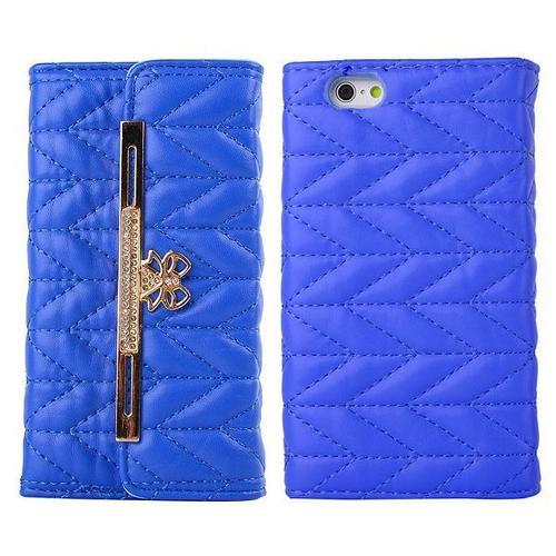 Etui Folio A Rabat Iphone 6 6s Plus (5"5) Sac Bleu Porte Feuille Ec... on Productcaster.