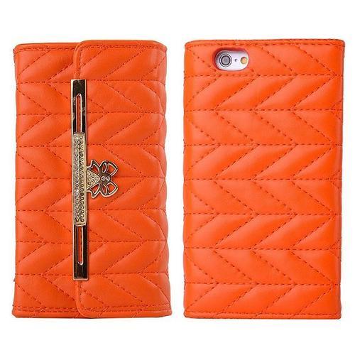 Etui Folio A Rabat Iphone 6 6s (4"7) Sac Orange Diamant Bling Eco-C... on Productcaster.