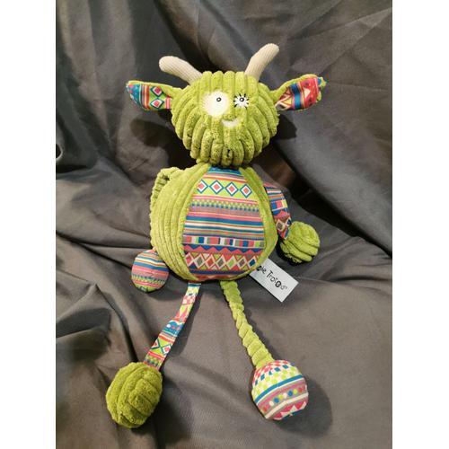 Doudou Vache Monstre Vert Cotelé Rose Billes Globe Trotoys on Productcaster.