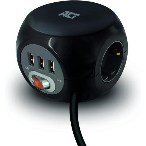 Noir Noir AC2400 Cube multiprise avec USB, Powercube 3 Prises USB (... on Productcaster.