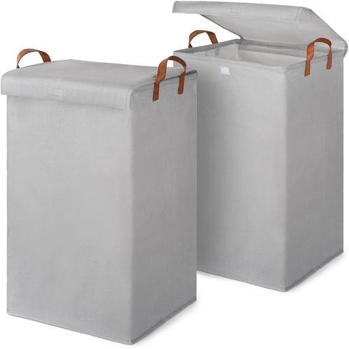 2 Paquets de 80L Grands Paniers à Linge pour le Lavage avec Couverc... on Productcaster.