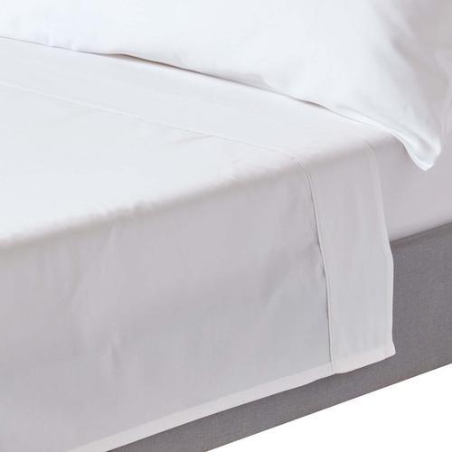 Drap Plat Uni 100% Coton Égyptien Bio 400 Fils Blanc 240 X 275 Cm on Productcaster.