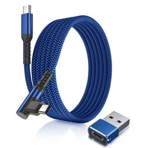 Bleu Cable USB C vers USB C 100W à Angle Droit avec Adaptateur USB ... on Productcaster.