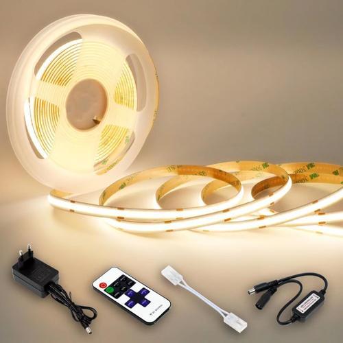 Ruban Led Cob 3000k, 5m Dc24v Bande Led Blanc Chaud Avec Alimentati... on Productcaster.