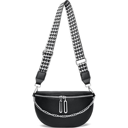 Noir Sac banane en cuir pour femme - élégant - Bandoulière - Avec l... on Productcaster.