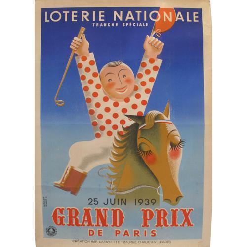 Affiche Loterie Nationale Grand Prix De Paris 1939 on Productcaster.