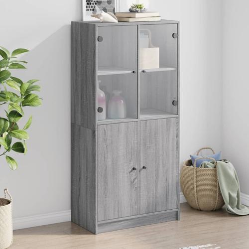 Vidaxl Buffet Haut Avec Portes Gris Sonoma 68x37x142cm Bois Ingénie... on Productcaster.