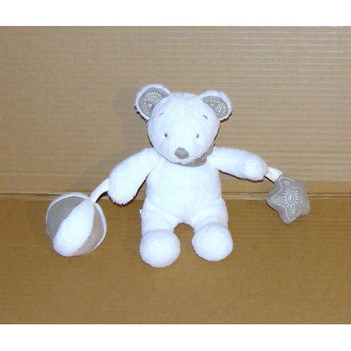 Doudou Ours Blanc Nicotoy Peluche Ours Pouet Grelot on Productcaster.