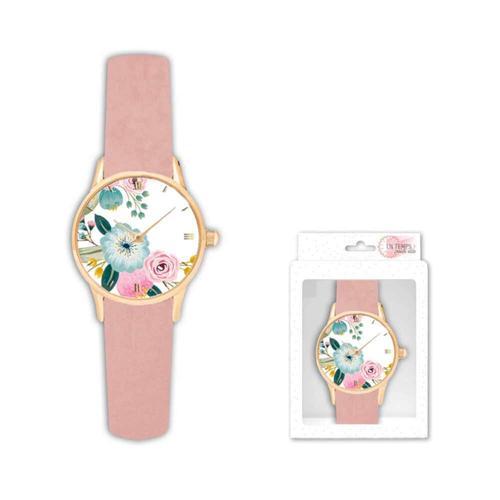 Montre Bracelet Velours Imprimé Rose on Productcaster.