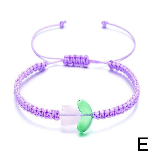 Purple Bracelet Tulipes Fait A La Main Pour Femmes Et Filles Cordon... on Productcaster.