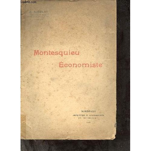 Montesquieu Économiste + Envoi De L Auteur. on Productcaster.