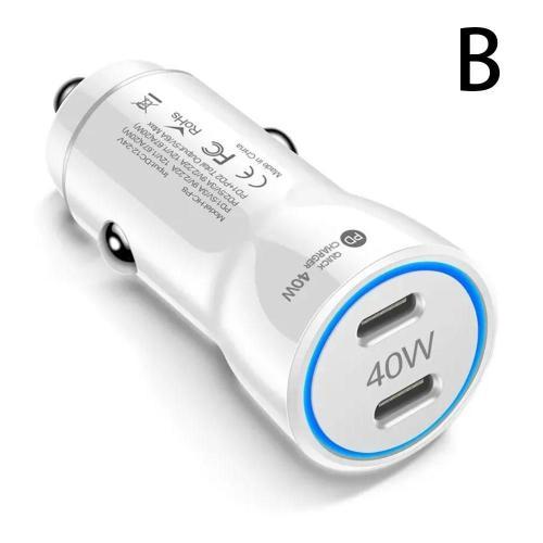 Adaptateur de chargeur de voiture blanc double Type C PD 40W, 1 pie... on Productcaster.