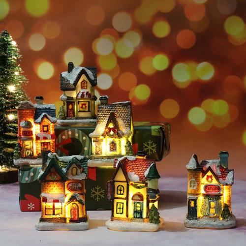 Figurines De Noël Père Noël, Maison De Neige, Luminosité Led, Éclai... on Productcaster.