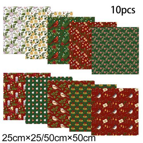 Tissu Imprimé De Noël Pour Patchwork, 10 Pièces, Tissu Matelassé, F... on Productcaster.