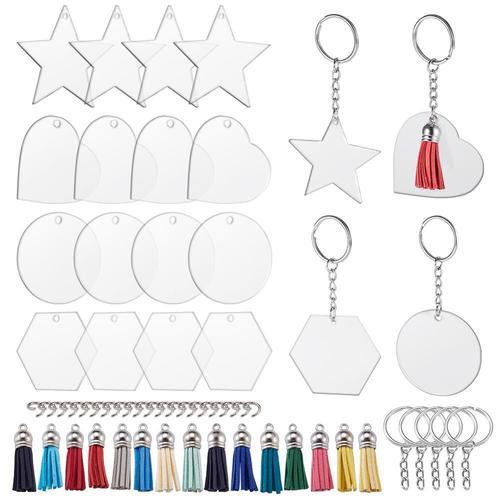 Porte Clés En Acrylique Transparent, 16 Ensembles De Pendentifs À G... on Productcaster.