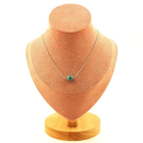 Collier 1 Perle Turquoise D'afrique Du Sud 8 Mm Chaine En Acier Col... on Productcaster.