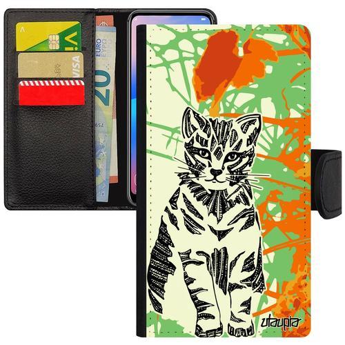 Coque Iphone 7 Plus Cuir Portefeuille Chat Petit Etui Azteque Anima... on Productcaster.