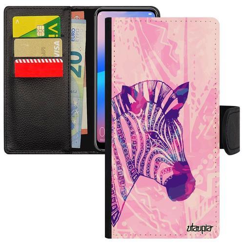 Coque Honor 7a Cuir Rabat Zebre Tanzanie Rayé Tribal Pastel Noir Et... on Productcaster.