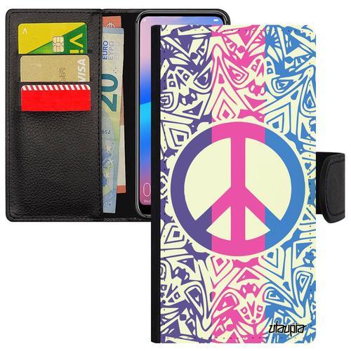 Coque Pour Samsung Galaxy A50 Portefeuille Peace And Love Hippie Yo... on Productcaster.