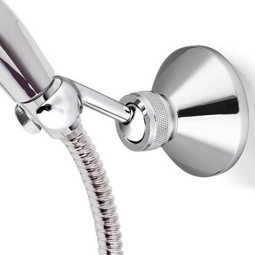 Argenté. Support de pommeau de douche réglable en plaqué chrome pou... on Productcaster.