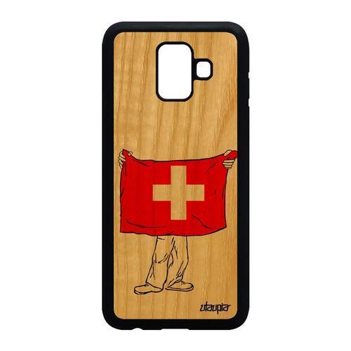 Coque Bois Silicone Samsung Galaxy A6 2018 Drapeau Suisse Switzerla... on Productcaster.