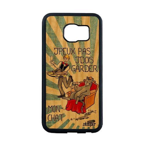 Coque S6 Edge Bois Silicone J'peux Pas J'dois Garder Mon Chat Pas C... on Productcaster.