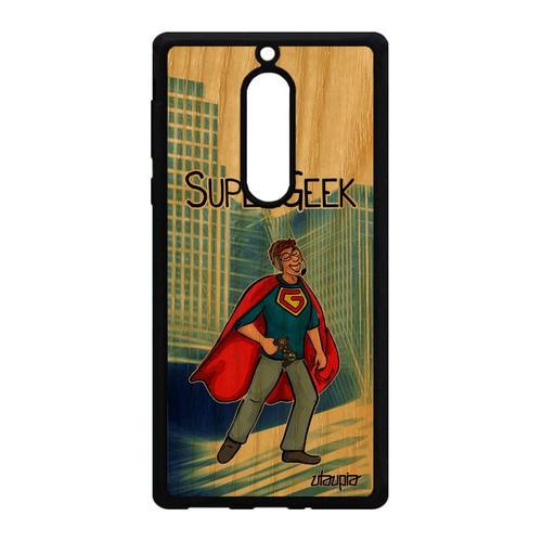 Coque En Bois Super Geek Nokia 5 Silicone Nerd Drole Bleu Heros Jeu... on Productcaster.