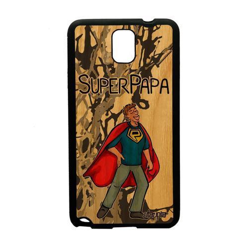 Coque Pour Samsung Note 3 Bois Silicone Super Papa Comique Portable... on Productcaster.