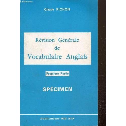 Révision Générale De Vocabulaire Anglais, Première Partie, Spéciment on Productcaster.