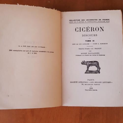 Discours Tome Ix 9 - ( Pour Babirius - Sur La Loi Agraire ) Cicéron on Productcaster.