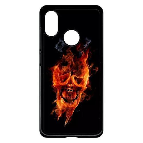 Coque Pour Xiaomi Mi-8 - Crane En Feu Fire Skull - Noir on Productcaster.