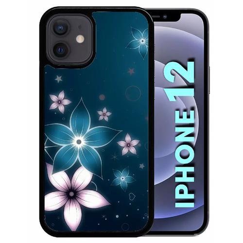 Coque Pour Iphone 12 - Abstrait Fleur De Lotus - Silicone - Noir on Productcaster.