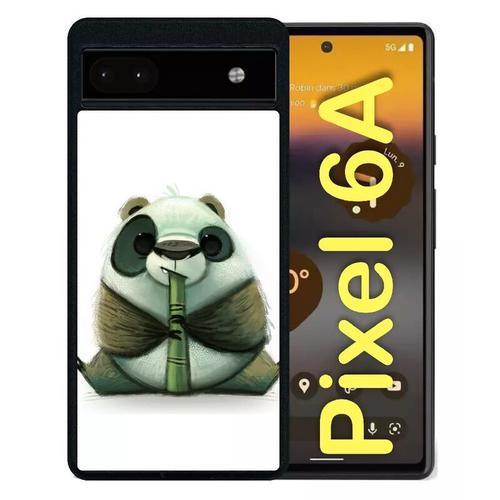 Coque Pour Pixel 6a - Funny Panda Pipo Roseau - Silicone - Noir on Productcaster.