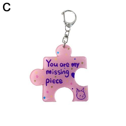 Pink Acrylique Puzzle Texte Porte-Cles Sac A Dos Petit Pendentif Pink on Productcaster.