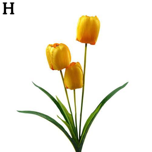 jaune Fleur artificielle de tulipe simulee a 3 tetes decoration de ... on Productcaster.