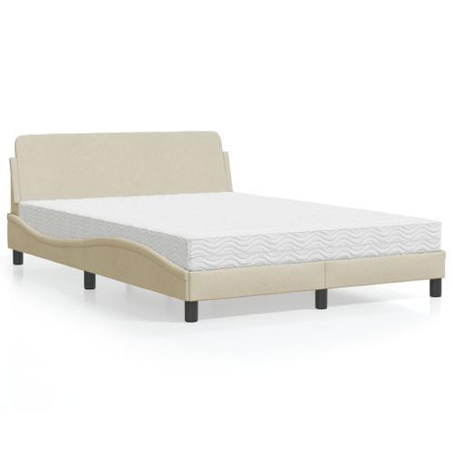 Vidaxl Lit Avec Matelas Crème 120x200 Cm Tissu on Productcaster.