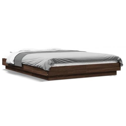 Vidaxl Cadre De Lit Chêne Marron 120x190 Cm Bois D'ingénierie on Productcaster.