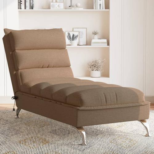 Vidaxl Chaise Longue De Massage Avec Coussins Marron Tissu on Productcaster.