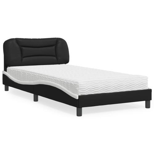 Vidaxl Lit Avec Matelas Noir Et Blanc 100x200 Cm Similicuir on Productcaster.