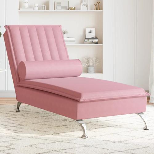 Vidaxl Chaise Longue De Massage Avec Traversin Rose Velours on Productcaster.