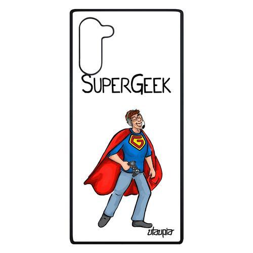 Coque Pour Samsung Note 10 Silicone Super Geek Blanc Humour Play Te... on Productcaster.