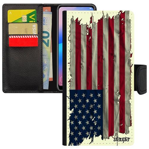 Coque Pour Samsung A20e Portefeuille Drapeau Etats Unis Usa America... on Productcaster.