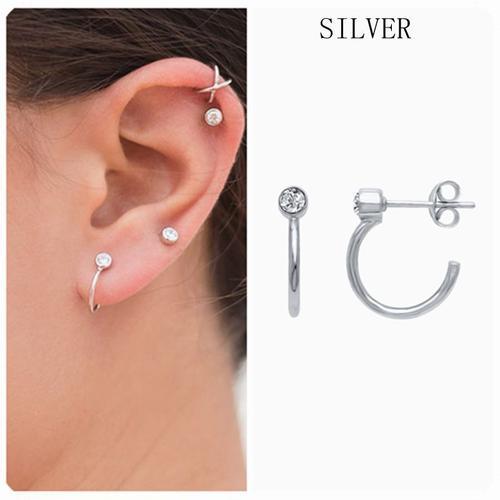 Boucles D'oreilles À Tige En Argent Regardé 925 En Forme De C Pour ... on Productcaster.