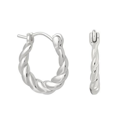 Boucles D'oreilles Créoles En Argent Regardé 925 Pour Femmes, Boucl... on Productcaster.